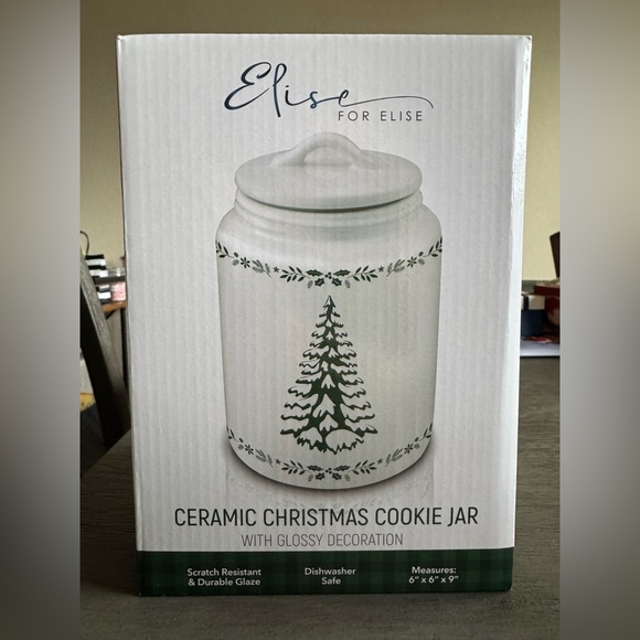 Elise Other - Elise Ceramic Cookie Jar White Green Container